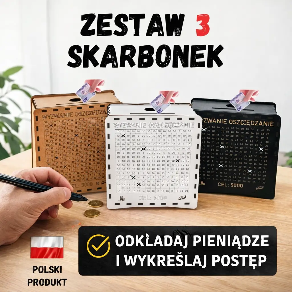 Zestaw 3 skarbonek